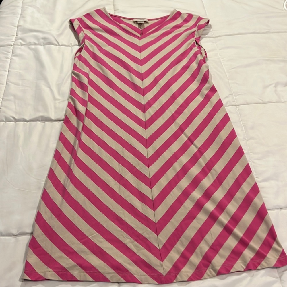LOFT brand chevron pink and cream dress.